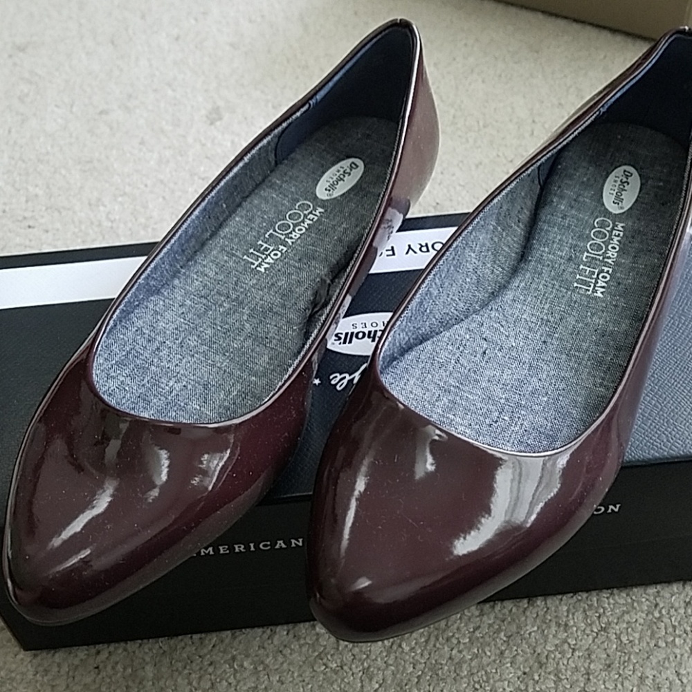 Dr Scholl's patent merlot memory foam flats